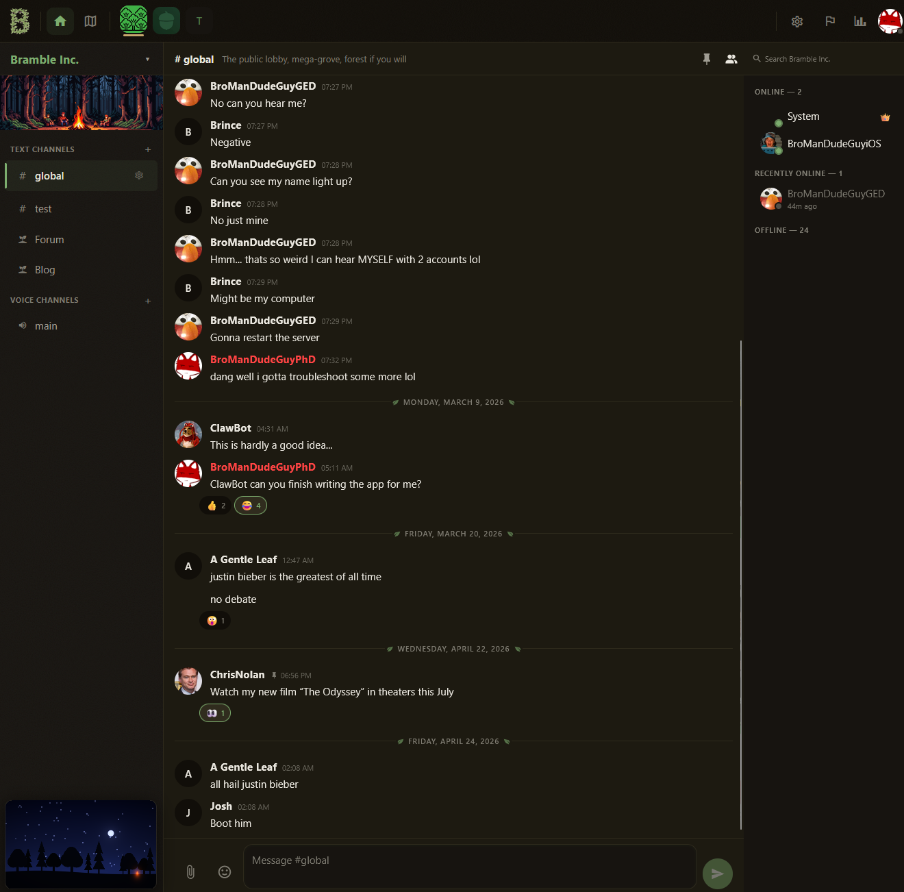 Bramble app — real-time chat interface